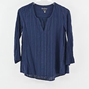 LILLY PULITZER Top Womens Size XS Nalani True Navy Swing‎ Tunic Cotton Blouse
